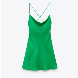 Zara Green Silk Slip Dress